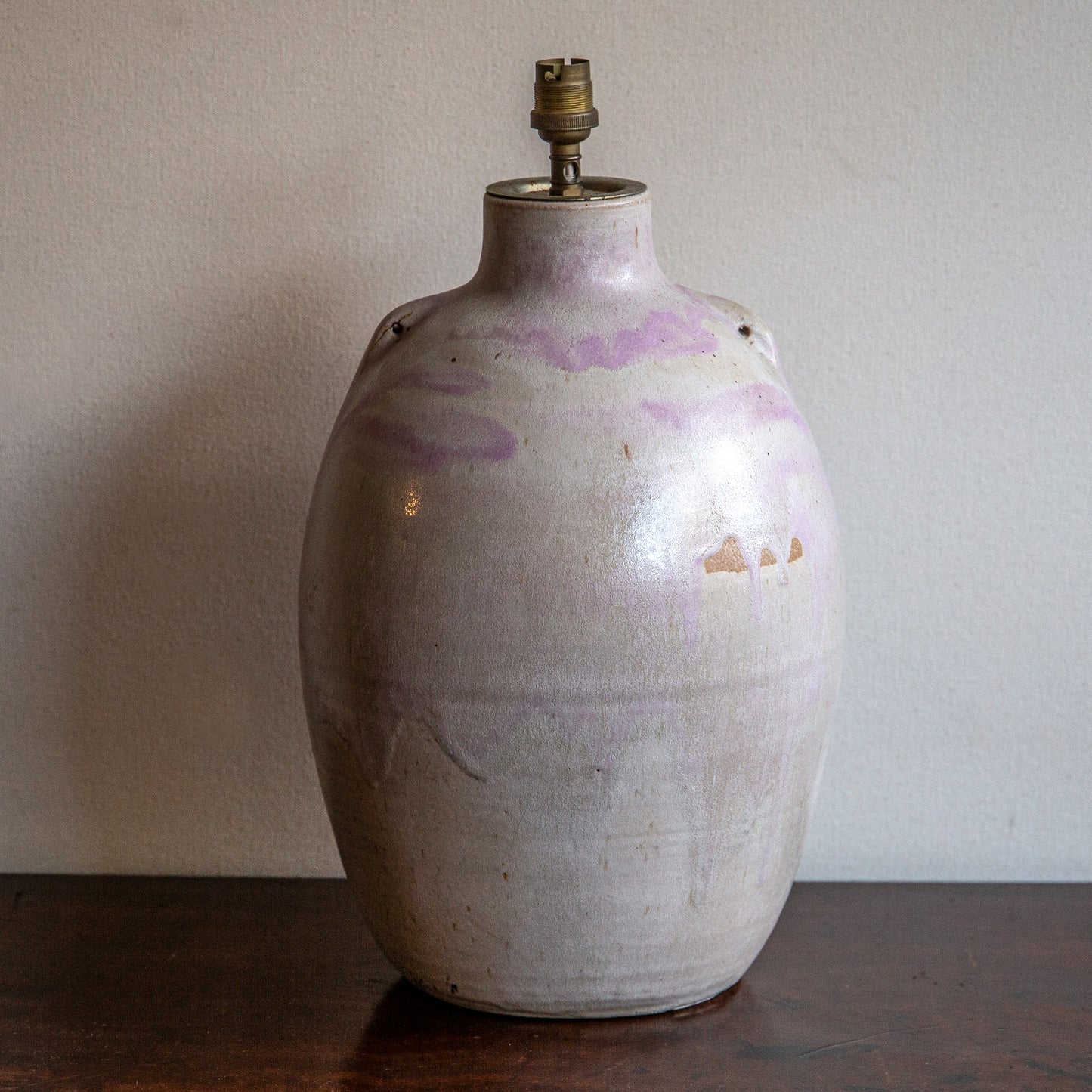 POTTERY LAMP WITH PALE PINK GLAZE