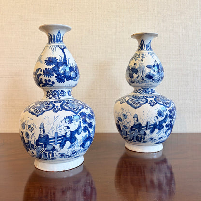 Pair of Double Gourd Blue and White Vases