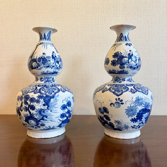 Pair of Double Gourd Blue and White Vases