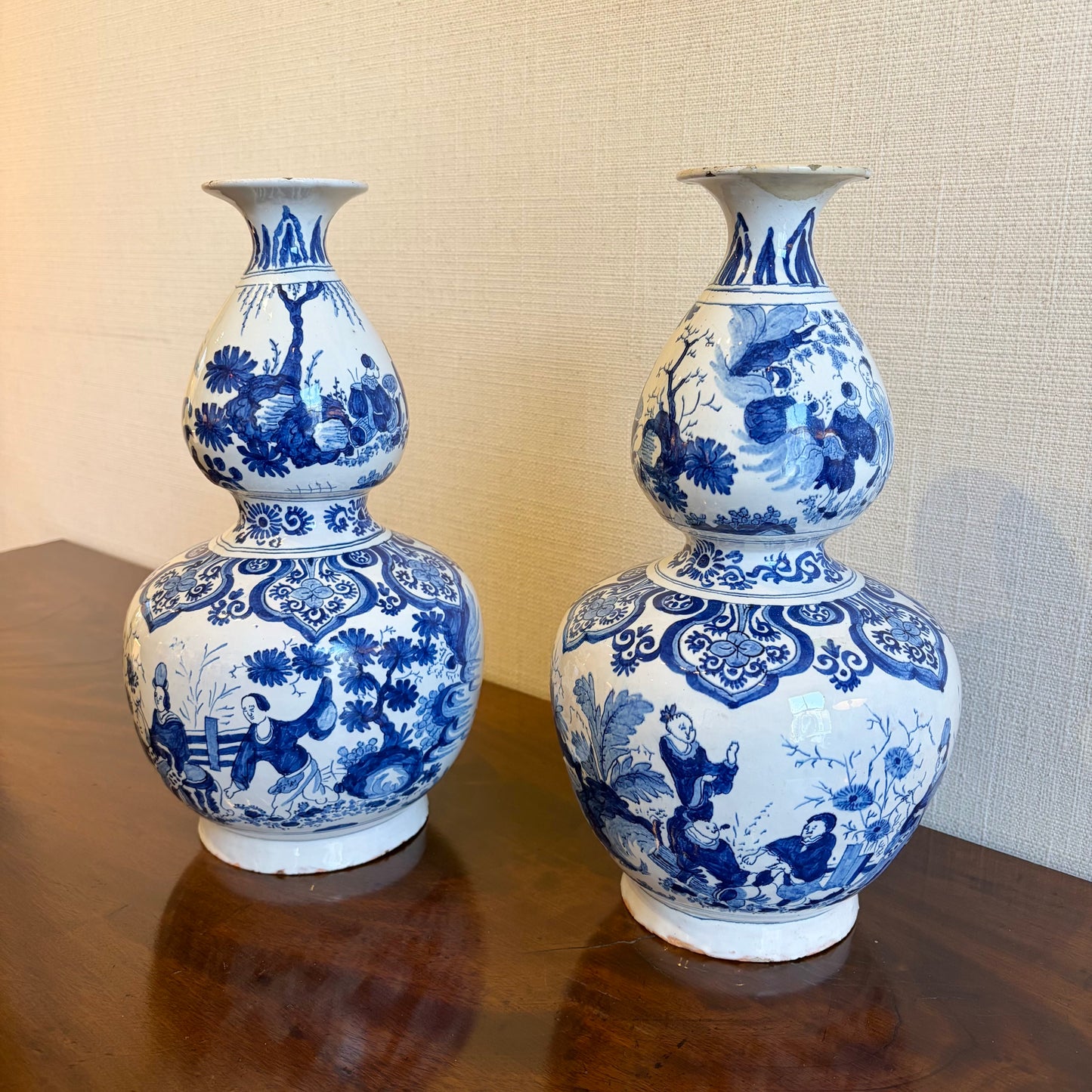 Pair of Double Gourd Blue and White Vases