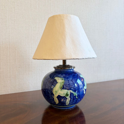 Hand Painted Ceramic Table Lamp, France, circa 1960