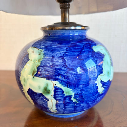 Hand Painted Ceramic Table Lamp, France, circa 1960