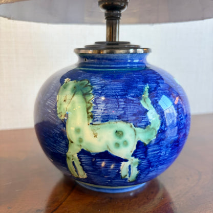 Hand Painted Ceramic Table Lamp, France, circa 1960