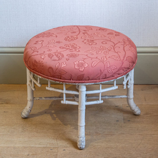 A WHITE PAINTED FAUX BAMBOO CIRCULAR STOOL