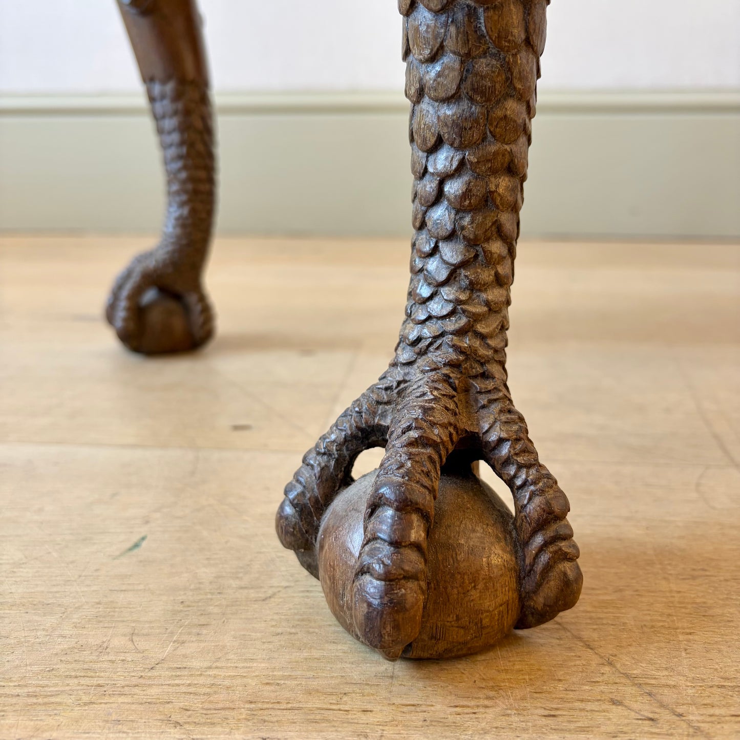 Unusual Carved Oak Cabriole Leg Long Stool, Late 19th Century