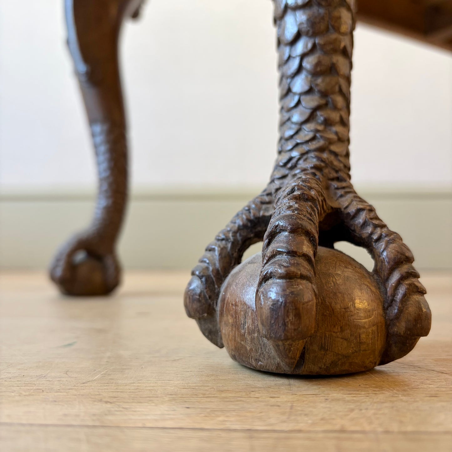 Unusual Carved Oak Cabriole Leg Long Stool, Late 19th Century