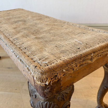 Unusual Carved Oak Cabriole Leg Long Stool, Late 19th Century
