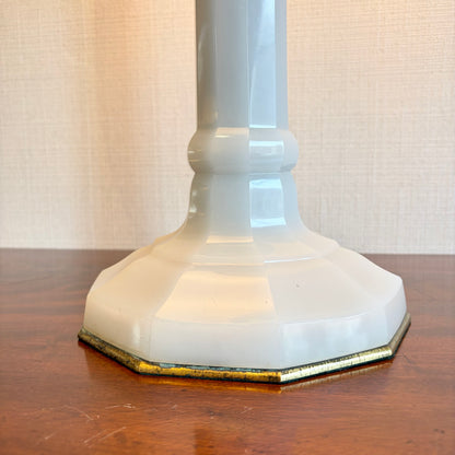 Unusually Large Opaline Glass Column Lamp with Gilt Brass Mounts, c.1900