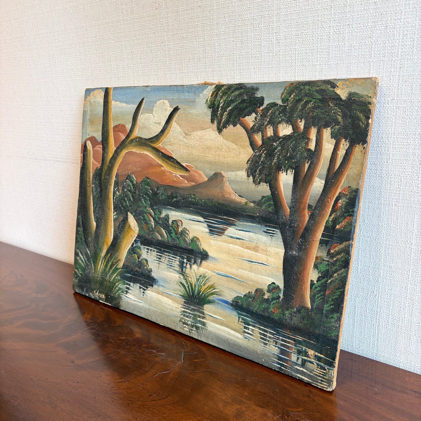 Prehistoric / Jurassic-Style Surreal Lake Landscape, circa 1930