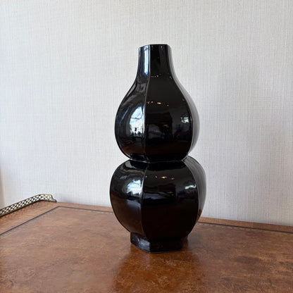 Black Glaze Hexagonal Double Gourd Vase