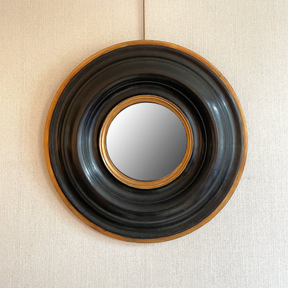 Regency Style Ebonised Round Convex Mirror