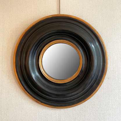 Regency Style Ebonised Round Convex Mirror