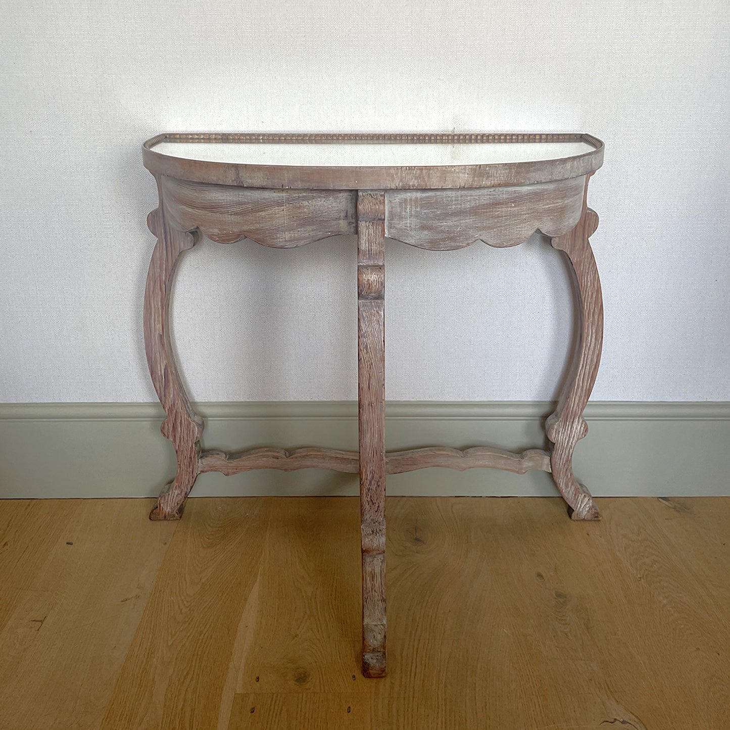 Limed Oak Demi-Lune Console Table