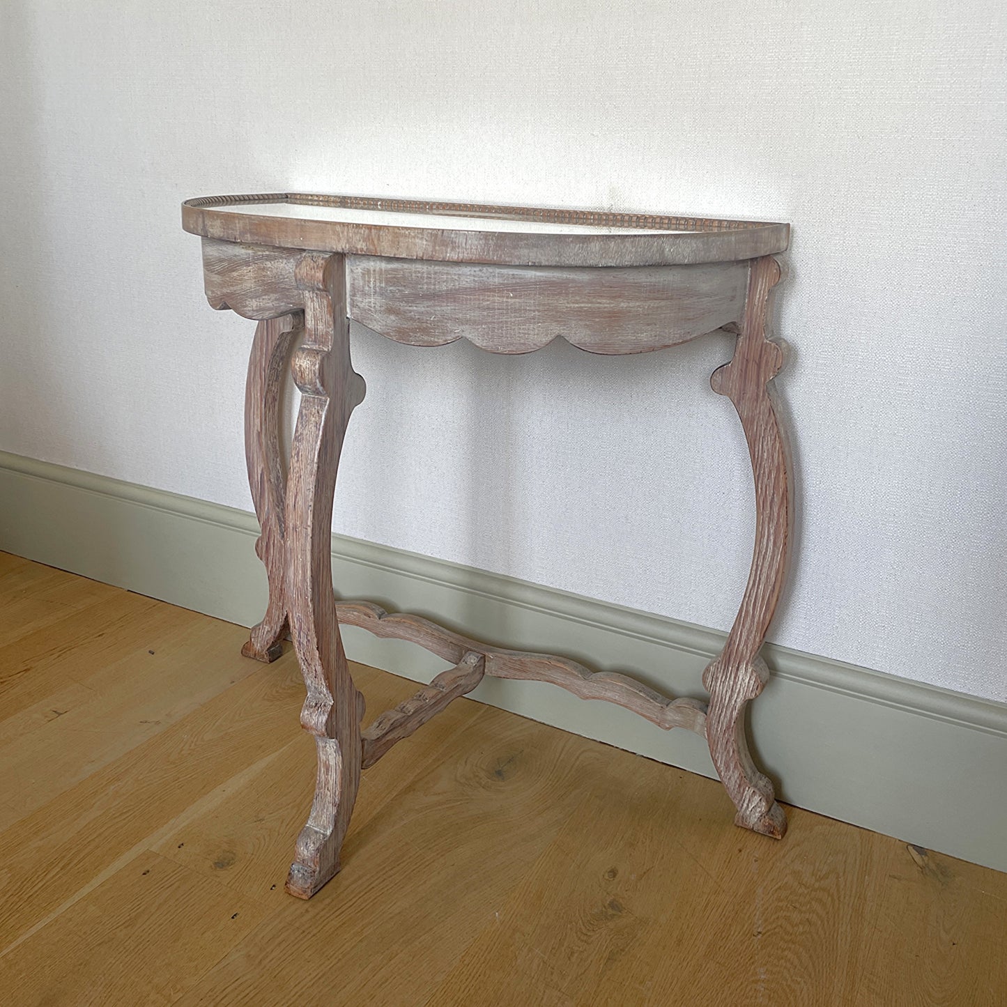 Limed Oak Demi-Lune Console Table