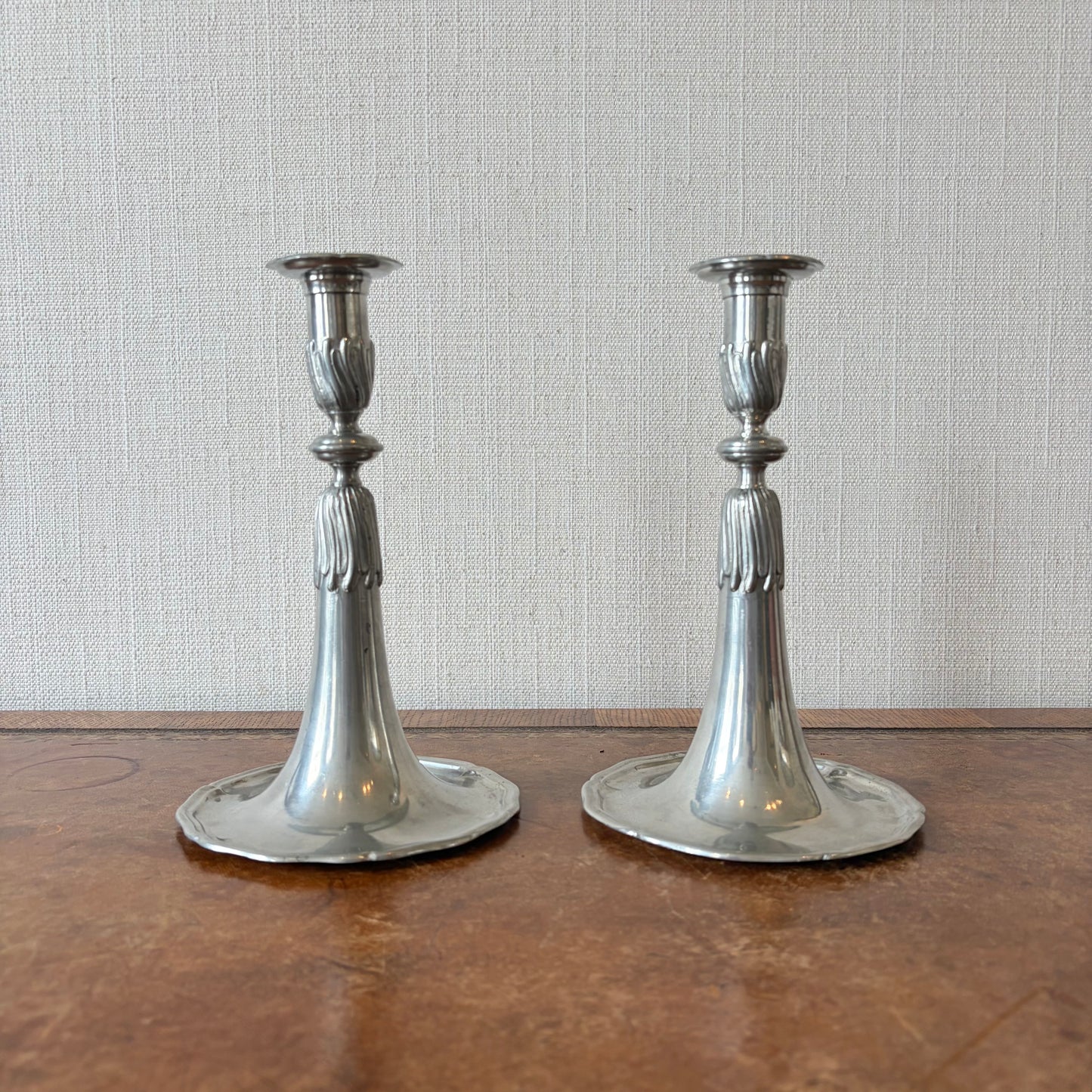 Pair of French Pewter Candlesticks