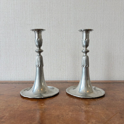 Pair of French Pewter Candlesticks