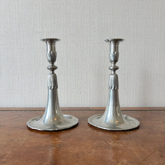 Pair of French Pewter Candlesticks