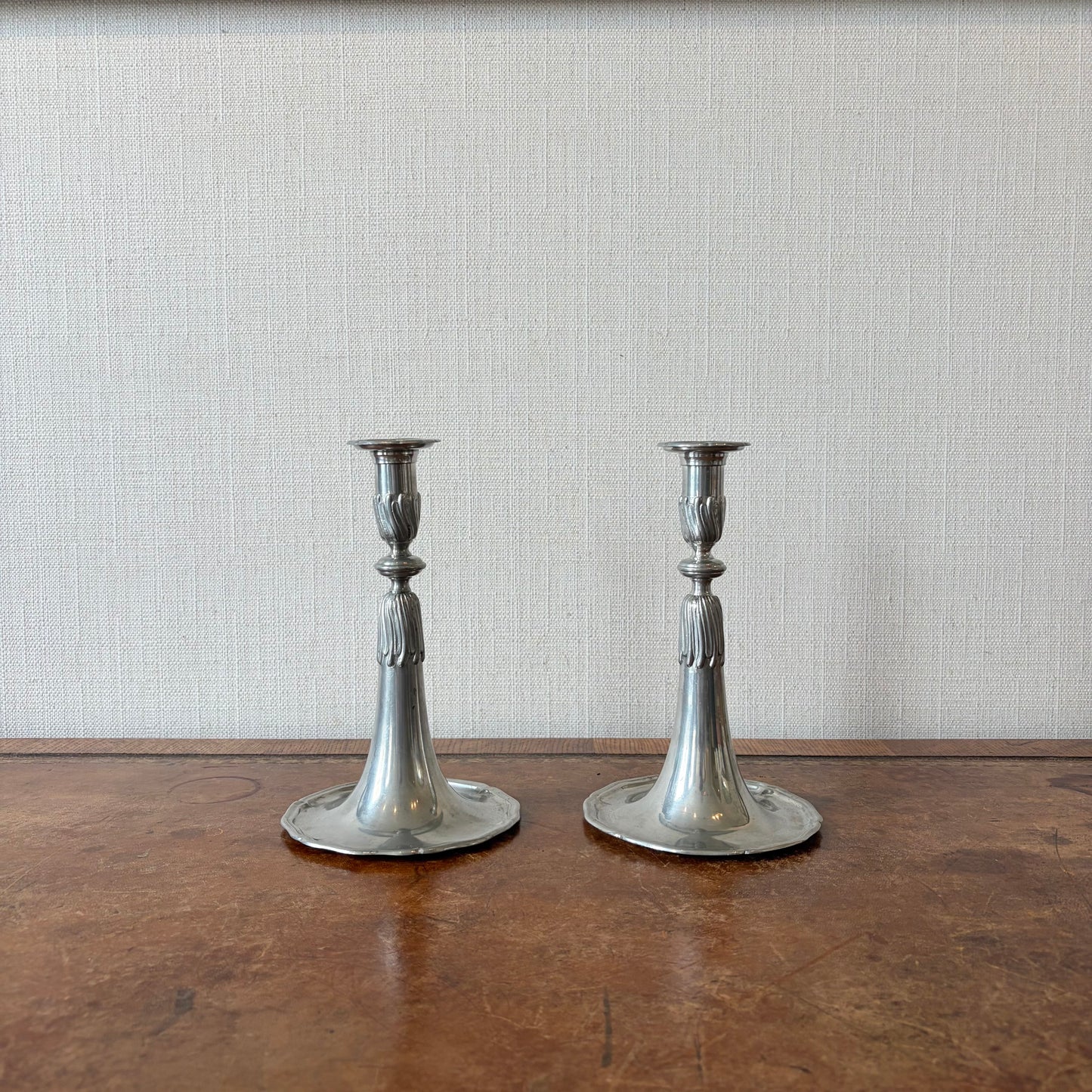 Pair of French Pewter Candlesticks