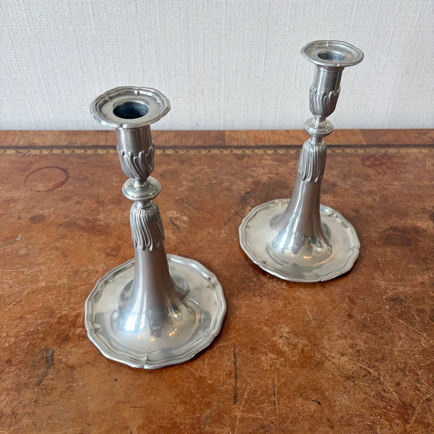 Pair of French Pewter Candlesticks