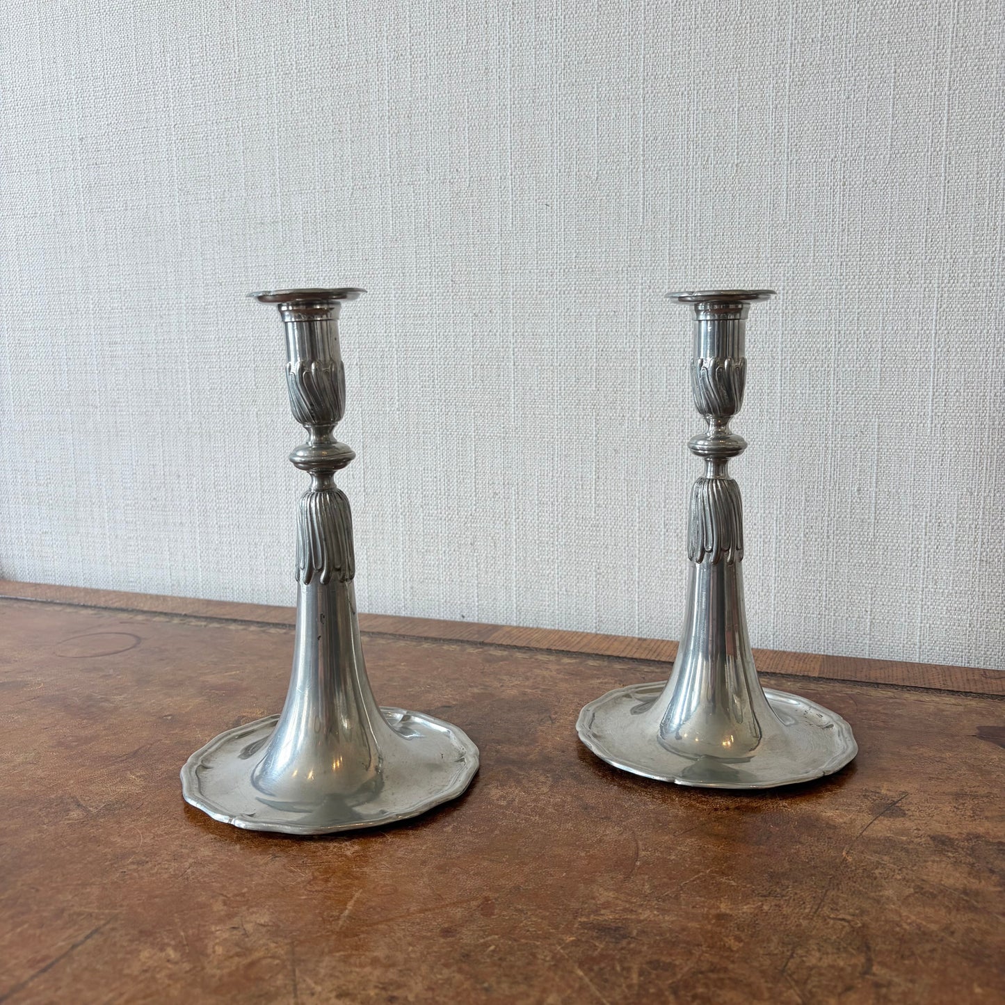Pair of French Pewter Candlesticks