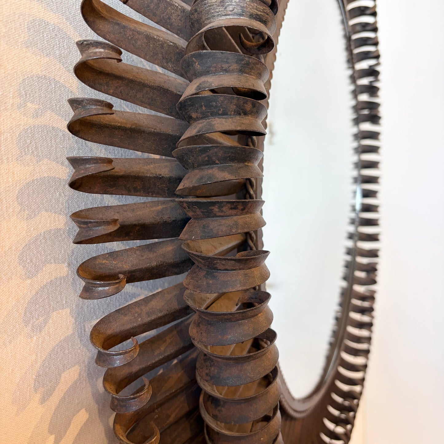 French 20th Century Iron Sunburst Mirror