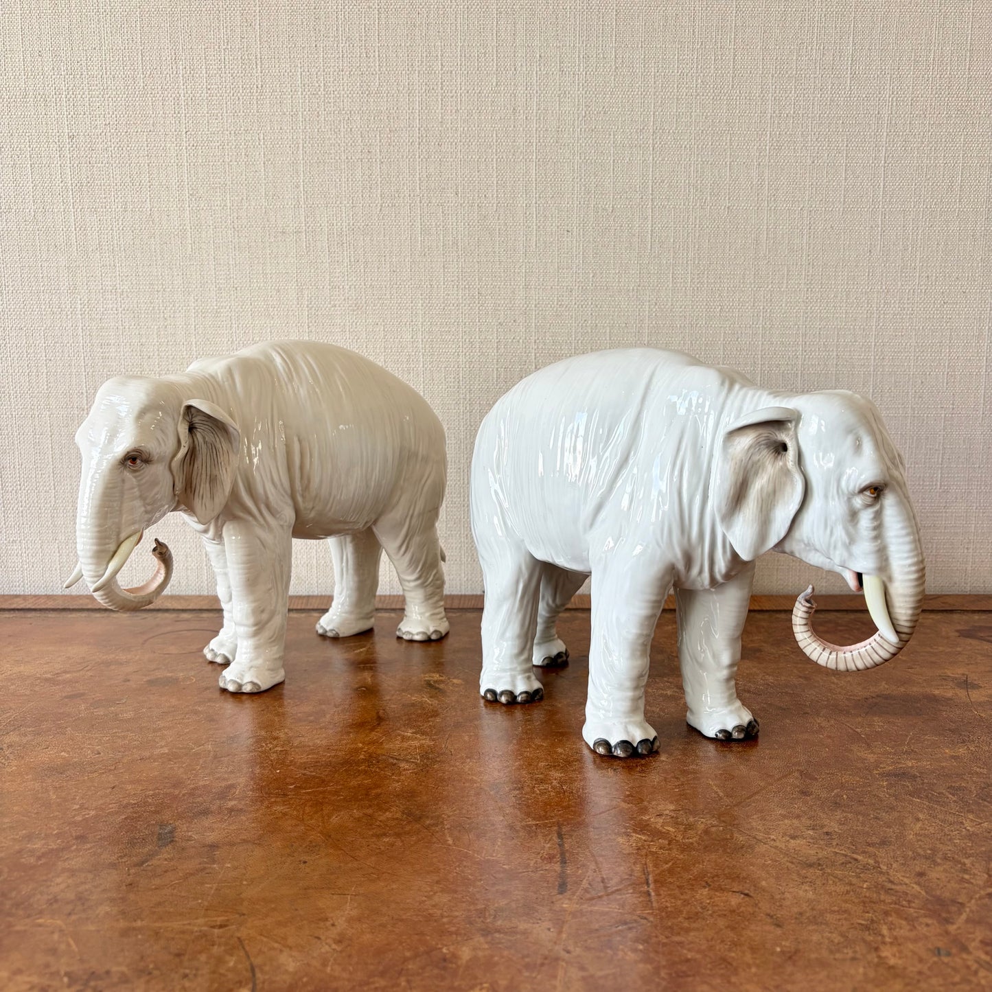 Pair of Porcelain Elephants, France, Circa 1900