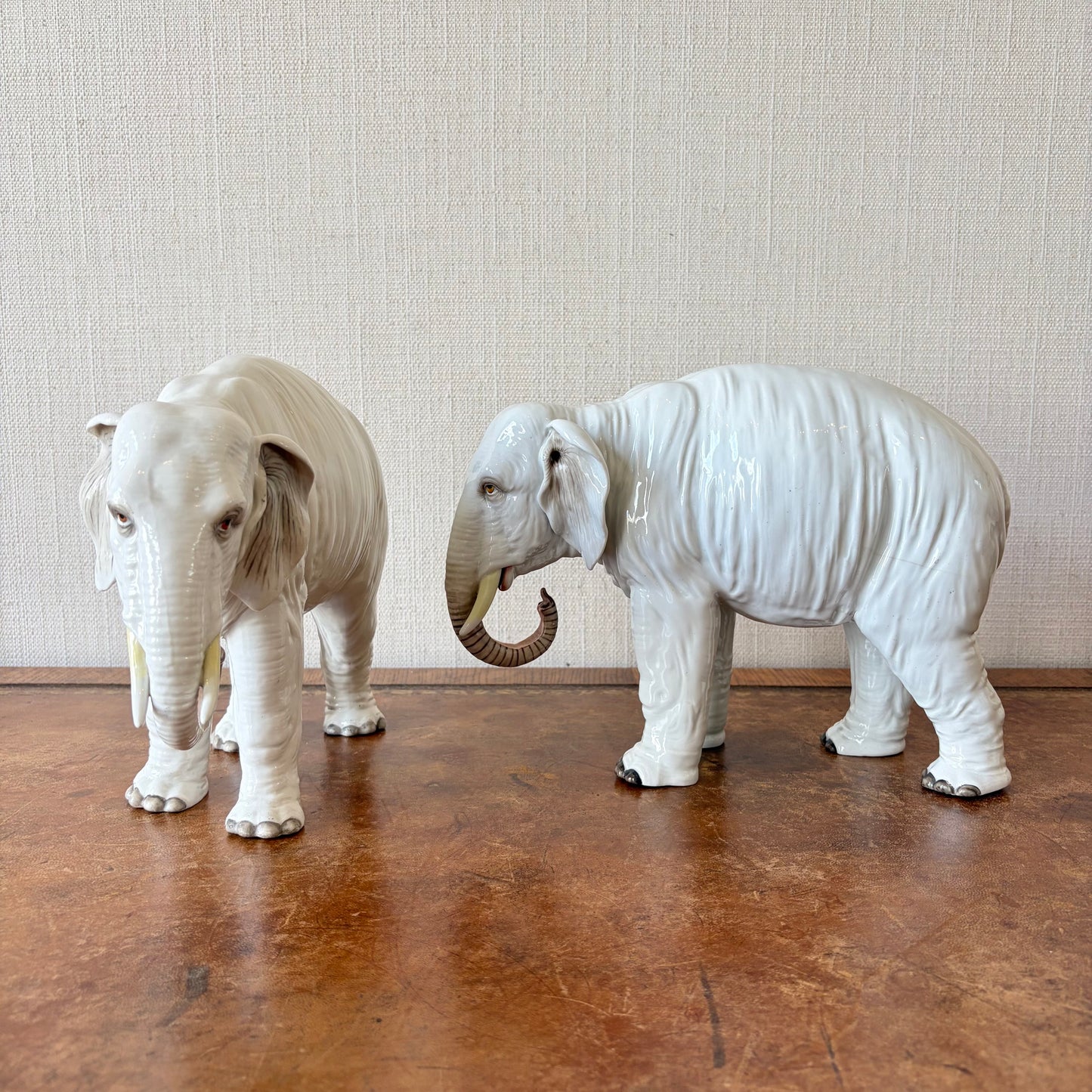 Pair of Porcelain Elephants, France, Circa 1900