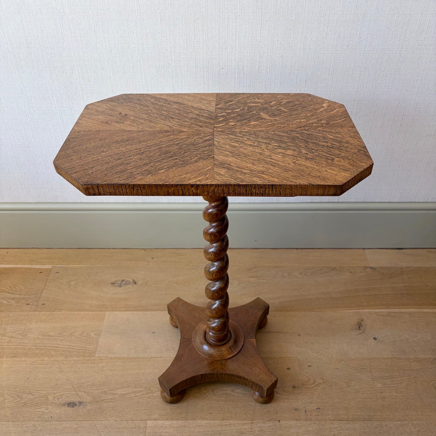 19th Century English Oak Barley Twist Side Table
