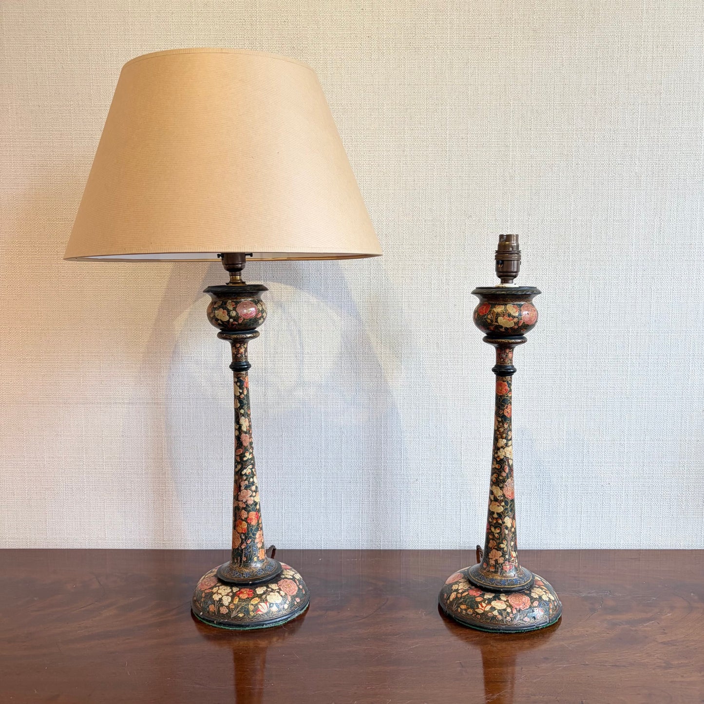 Pair of Kashmiri Candlestick Lamps