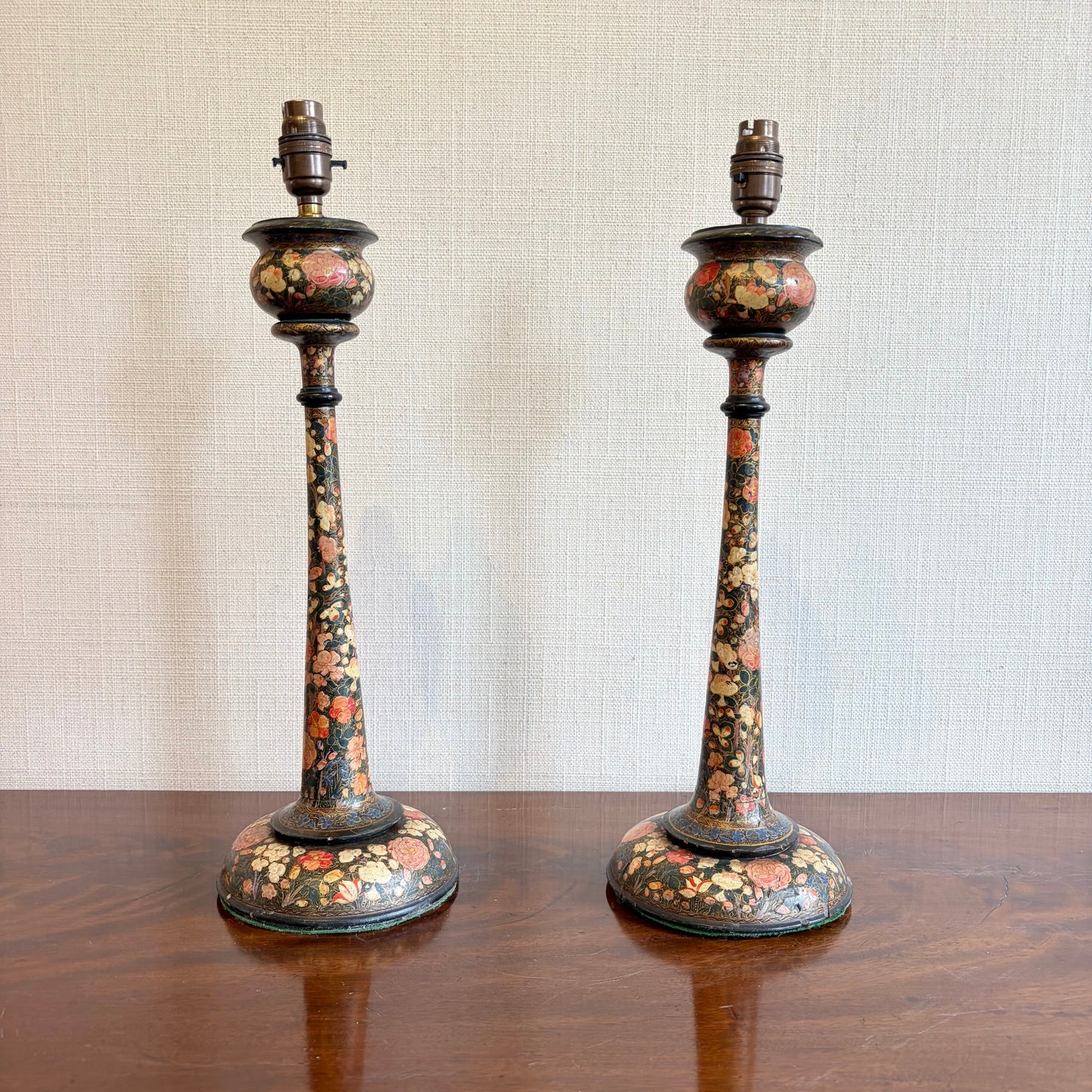 Pair of Kashmiri Candlestick Lamps