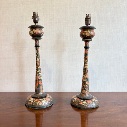 Pair of Kashmiri Candlestick Lamps
