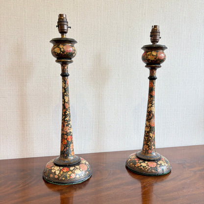 Pair of Kashmiri Candlestick Lamps