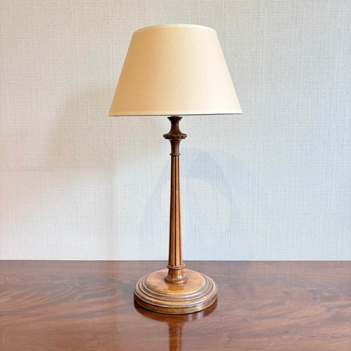 Turned Wood Table Lamp with Stepped Base