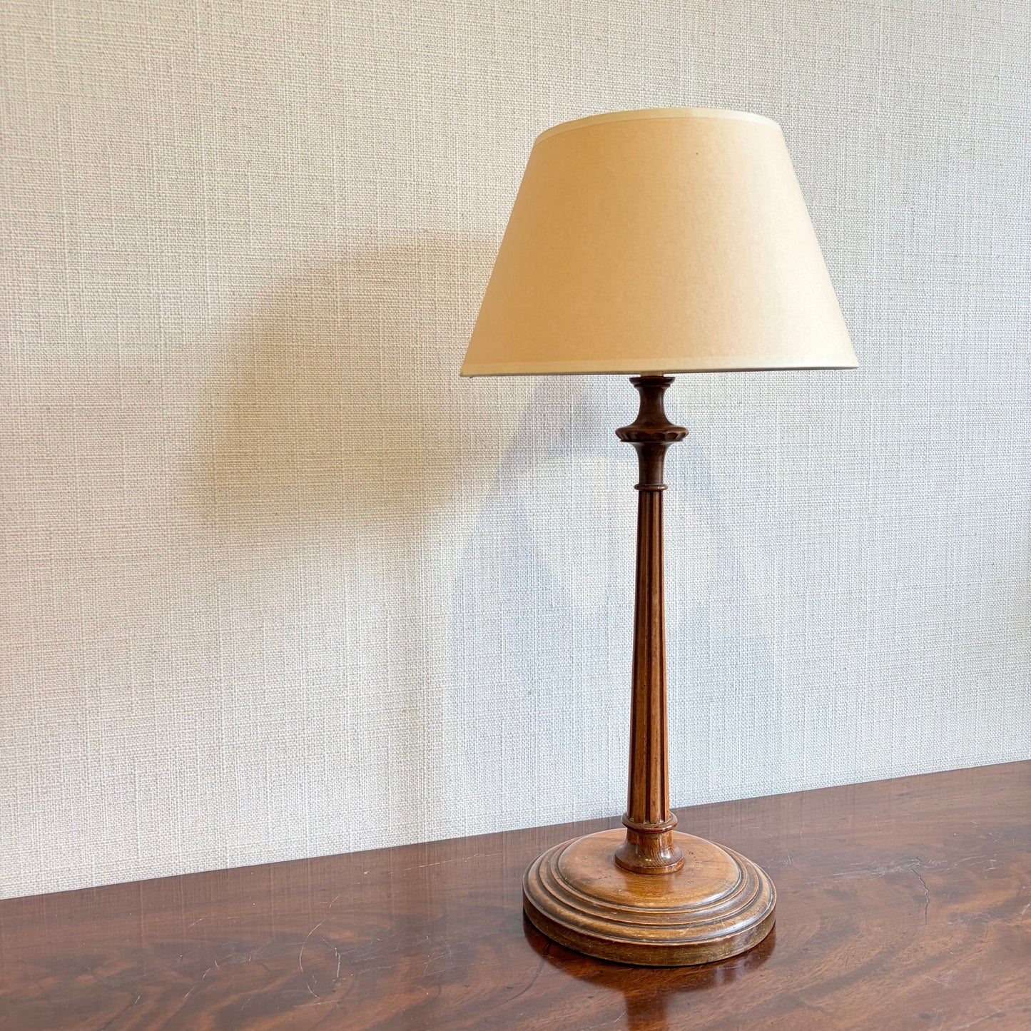 Turned Wood Table Lamp with Stepped Base