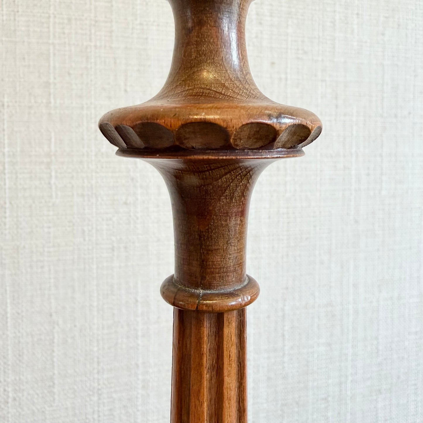 Turned Wood Table Lamp with Stepped Base