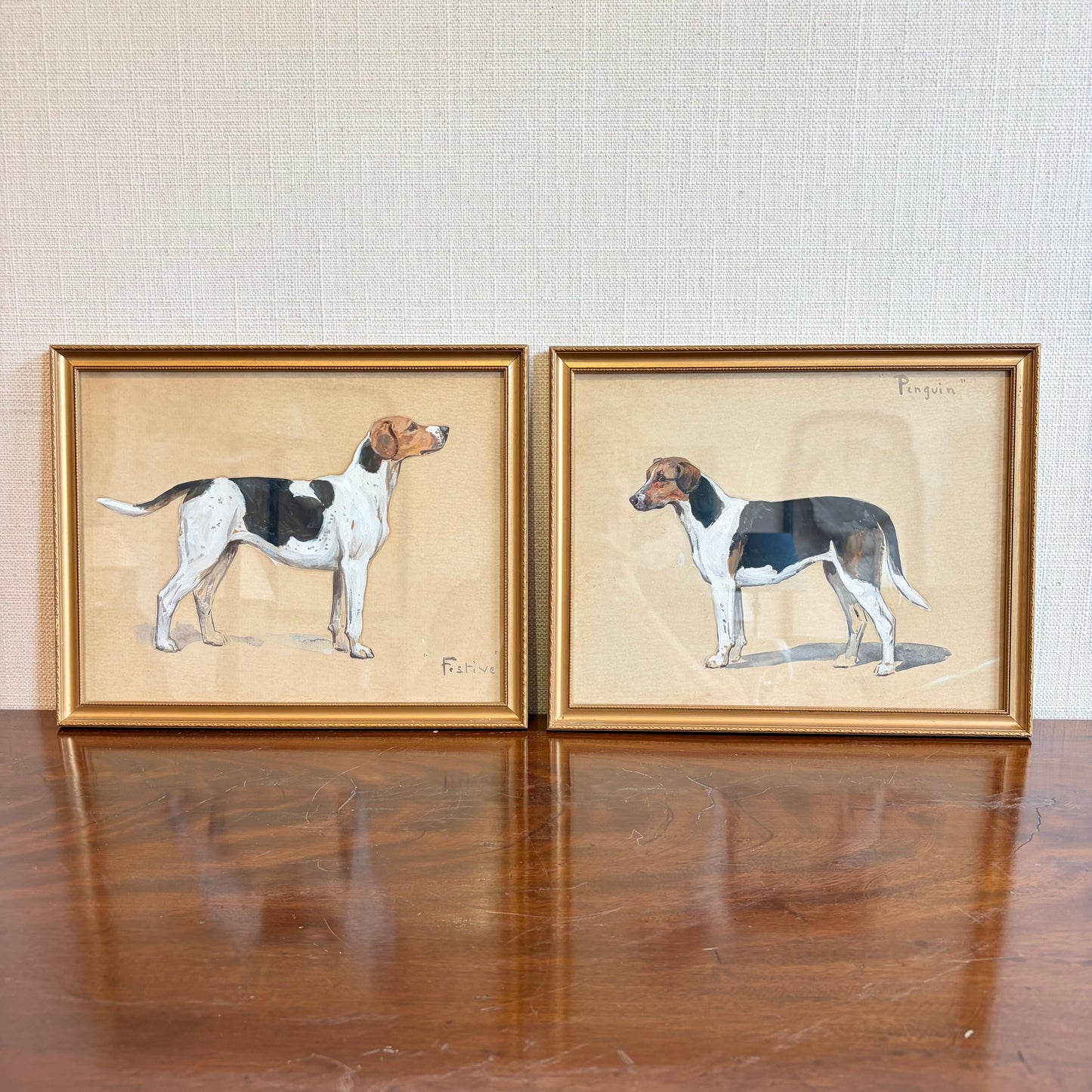 Pair of Dog Portraits, “Penguin" & “Festive”, Circa 1930