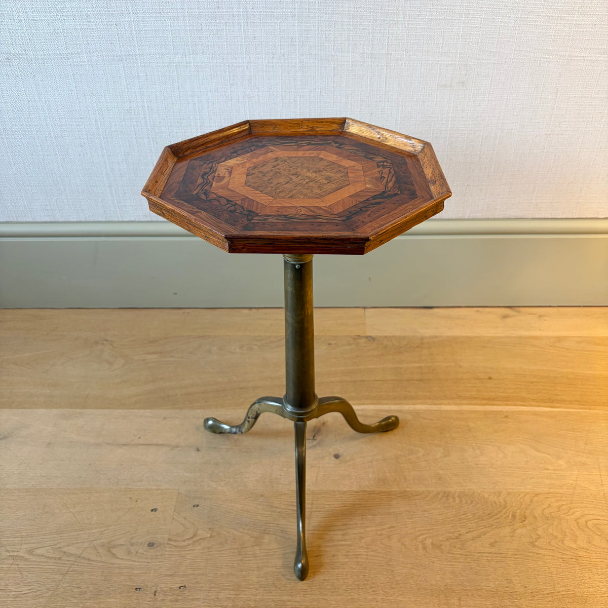 19th Century Brass and Parquetry Occasional Table