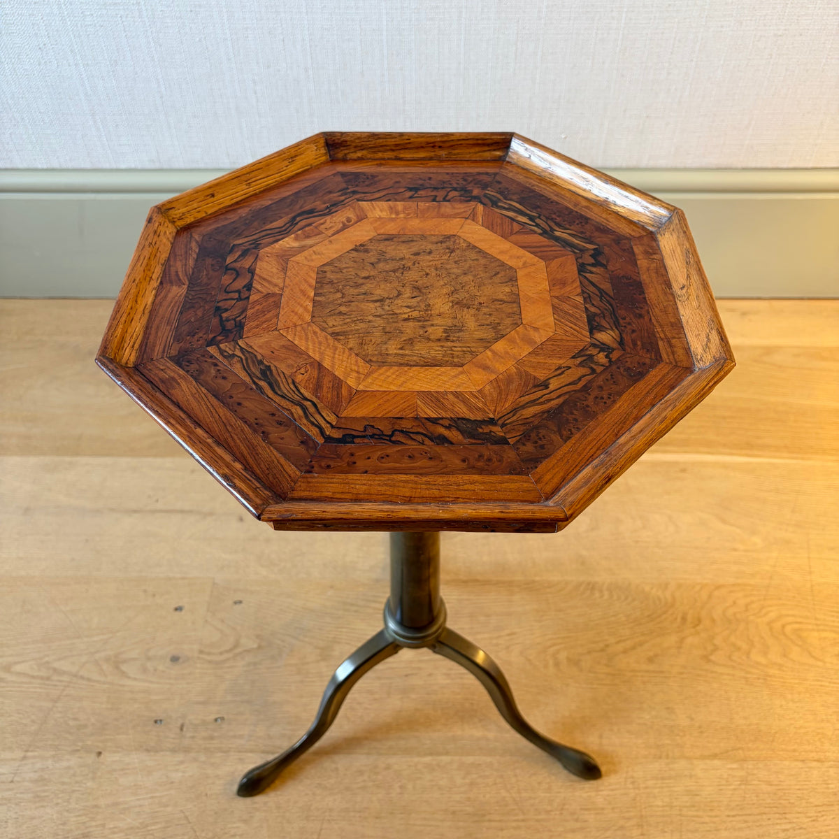 19th Century Brass and Parquetry Occasional Table