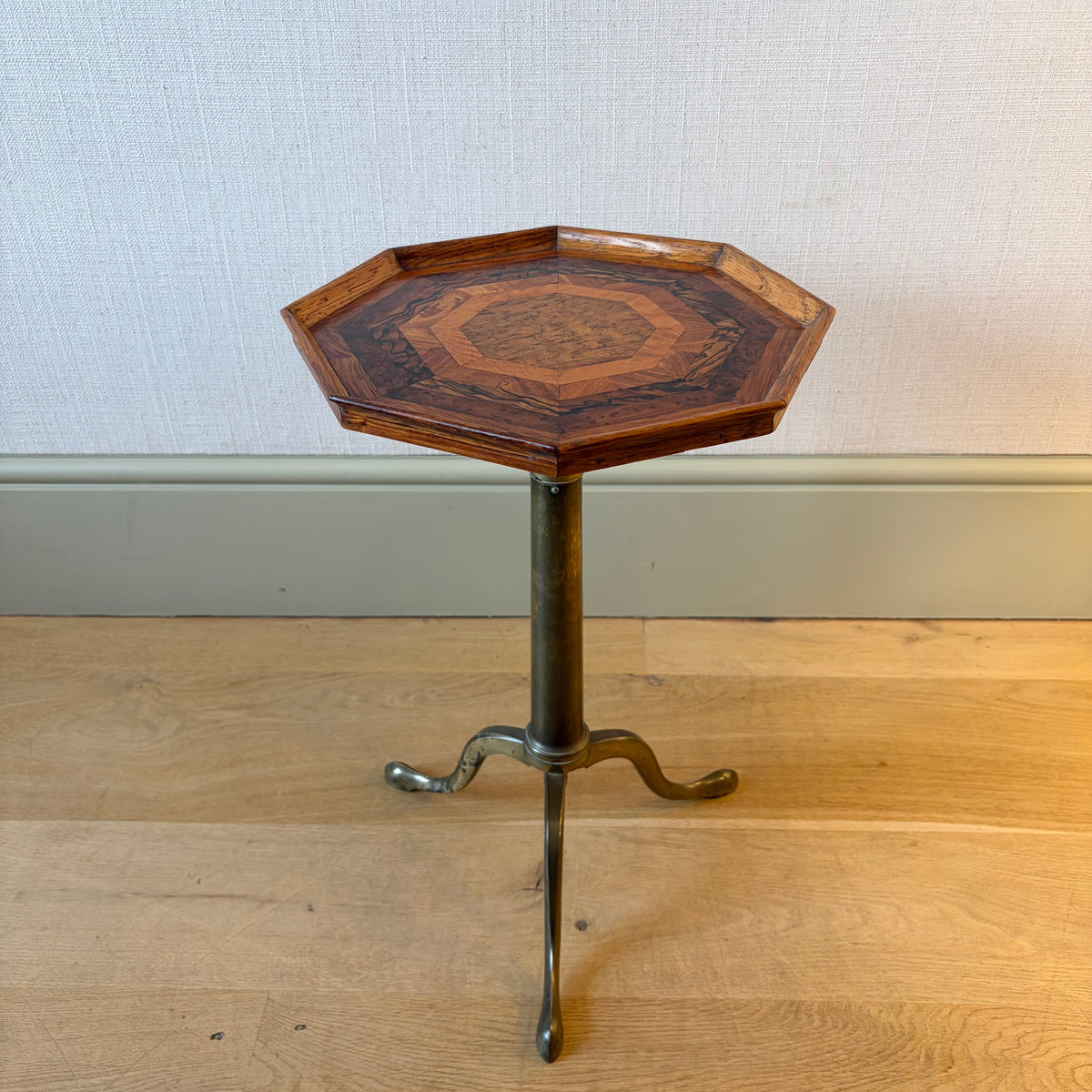 19th Century Brass and Parquetry Occasional Table