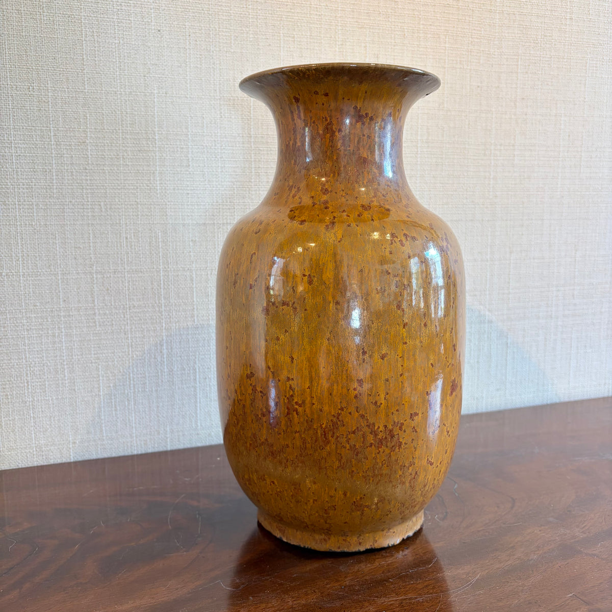 Mid 20th-Century Ochre-Glazed Ceramic Vase
