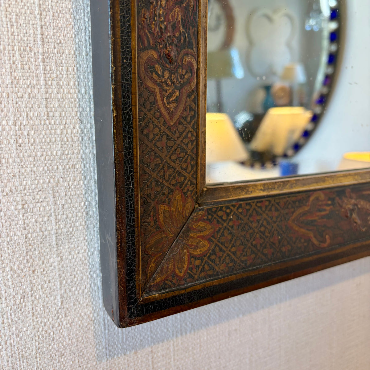 Unusual 19th Century Japanned Wall Mirror