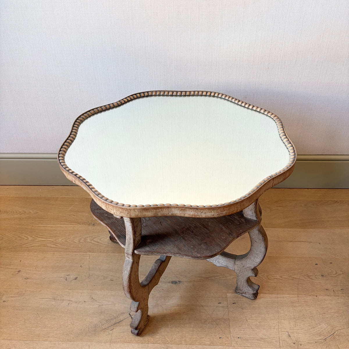 Pair of Limed Oak Mirrored Side Tables in the Manner of Sir Robert Lorimer, Early 20th Century