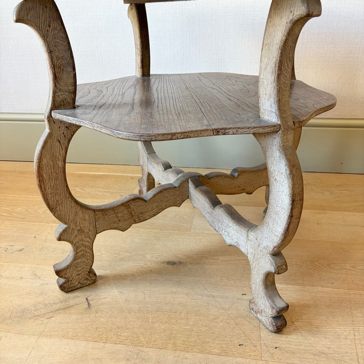 Pair of Limed Oak Mirrored Side Tables in the Manner of Sir Robert Lorimer, Early 20th Century
