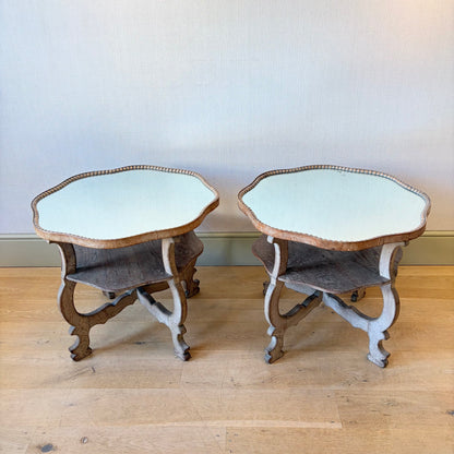 Pair of Limed Oak Mirrored Side Tables in the Manner of Sir Robert Lorimer, Early 20th Century