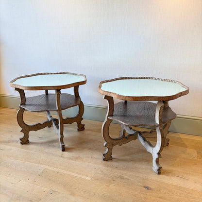 Pair of Limed Oak Mirrored Side Tables in the Manner of Sir Robert Lorimer, Early 20th Century