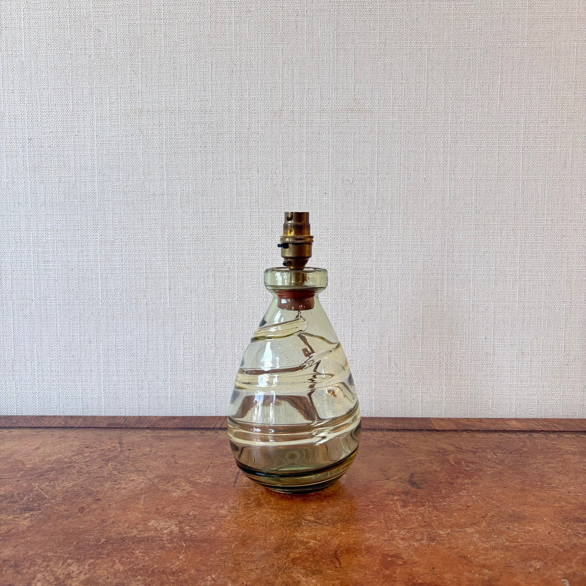 Whitefriars Olive Green Swirled Glass Table Lamp