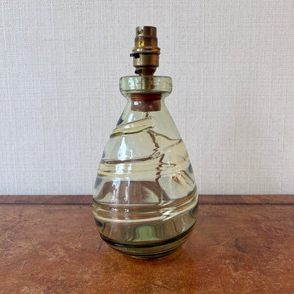 Whitefriars Olive Green Swirled Glass Table Lamp