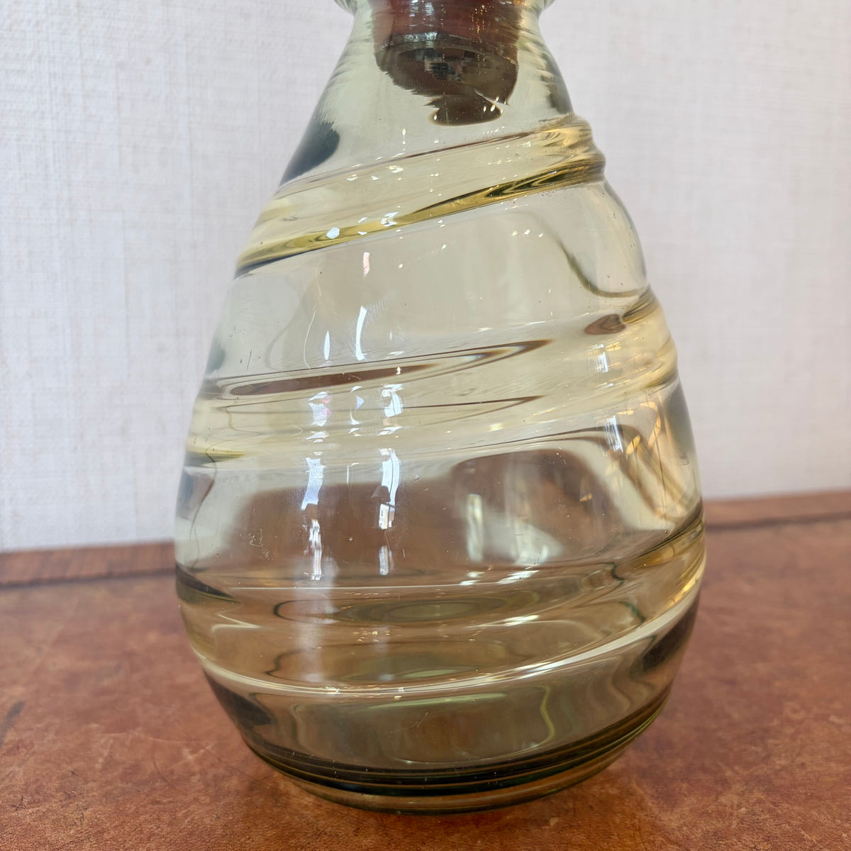 Whitefriars Olive Green Swirled Glass Table Lamp