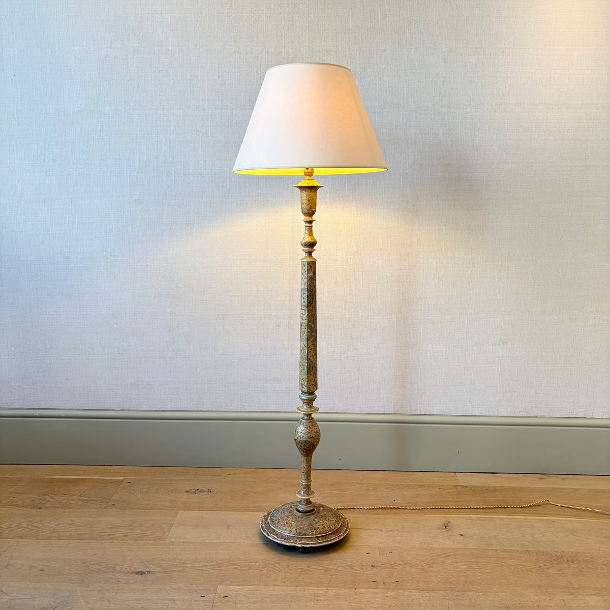 Petite Kashmiri Painted Floor Lamp, Circa 1900