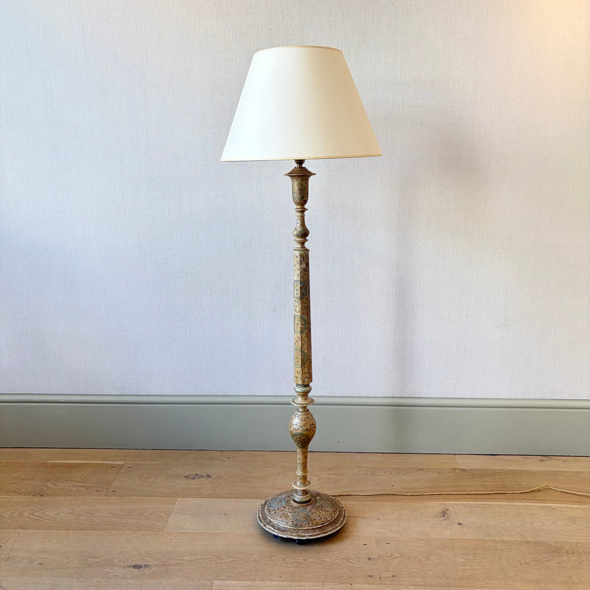 Petite Kashmiri Painted Floor Lamp, Circa 1900